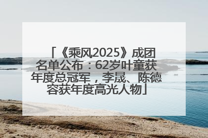 《乘风2025》成团名单公布：62岁叶童获年度总冠军，李晟、陈德容获年度高光人物