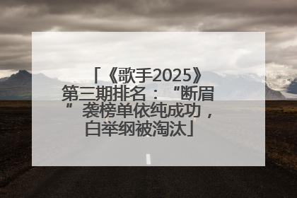 《歌手2025》第三期排名：“断眉”袭榜单依纯成功，白举纲被淘汰