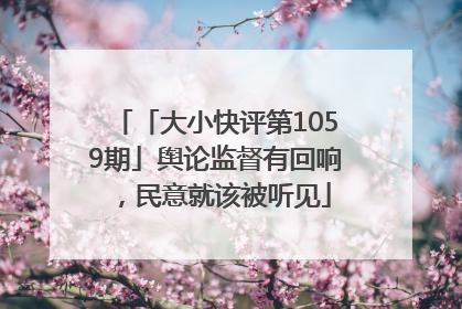 「大小快评第1059期」舆论监督有回响，民意就该被听见