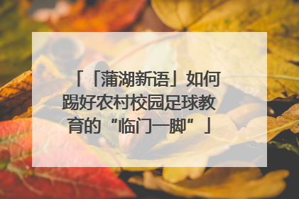 「蒲湖新语」如何踢好农村校园足球教育的“临门一脚”