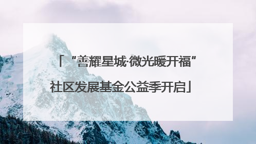 “善耀星城·微光暖开福”社区发展基金公益季开启