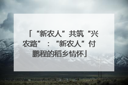 “新农人”共筑“兴农路”：“新农人”付鹏程的稻乡情怀
