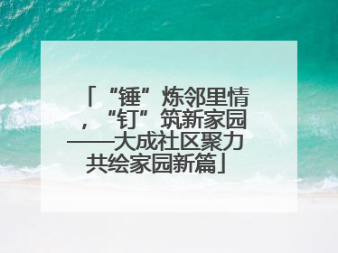 “锤”炼邻里情，“钉”筑新家园——大成社区聚力共绘家园新篇