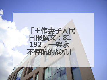 王伟妻子人民日报撰文：81192，一架永不停航的战机