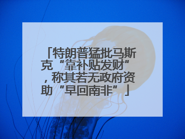 特朗普猛批马斯克“靠补贴发财”，称其若无政府资助“早回南非”