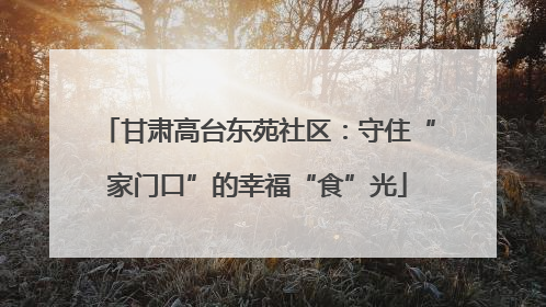 甘肃高台东苑社区：守住“家门口”的幸福“食”光
