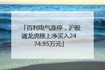百利电气涨停，沪股通龙虎榜上净买入2474.95万元