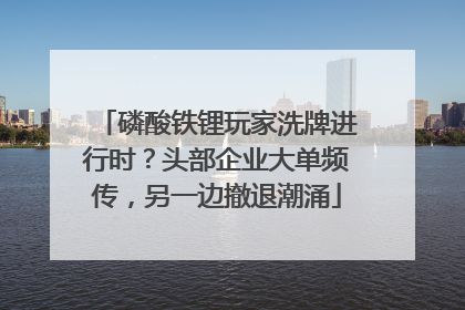 磷酸铁锂玩家洗牌进行时？头部企业大单频传，另一边撤退潮涌