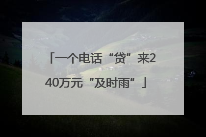 一个电话“贷”来240万元“及时雨”