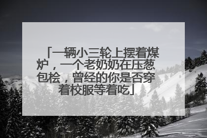 一辆小三轮上摆着煤炉，一个老奶奶在压葱包桧，曾经的你是否穿着校服等着吃