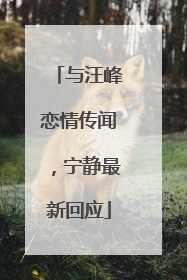 与汪峰恋情传闻，宁静最新回应