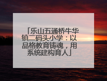 乐山五通桥牛华镇二码头小学：以品格教育铸魂，用系统建构育人