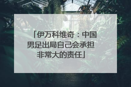伊万科维奇：中国男足出局自己会承担非常大的责任