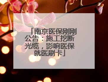 南京医保刚刚公告：施工挖断光缆，影响医保就医刷卡