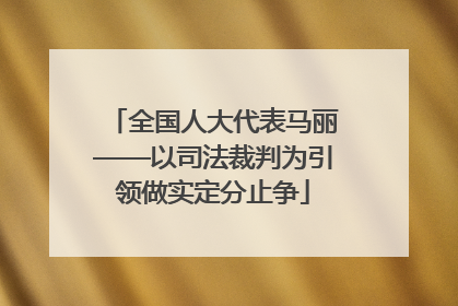 全国人大代表马丽——以司法裁判为引领做实定分止争
