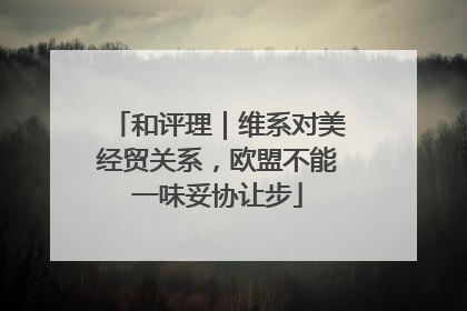 和评理｜维系对美经贸关系，欧盟不能一味妥协让步