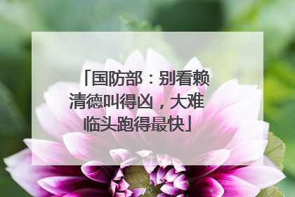 国防部：别看赖清德叫得凶，大难临头跑得最快