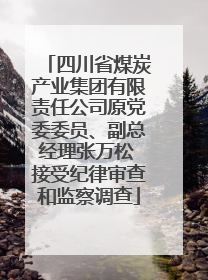 四川省煤炭产业集团有限责任公司原党委委员、副总经理张万松 接受纪律审查和监察调查
