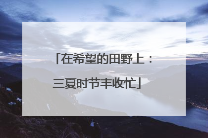 在希望的田野上：三夏时节丰收忙