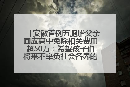 安徽首例五胞胎父亲回应高中免除相关费用超50万：希望孩子们将来不辜负社会各界的帮助与支持