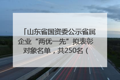 山东省国资委公示省属企业“两优一先”拟表彰对象名单，共250名（个）党员和党组织
