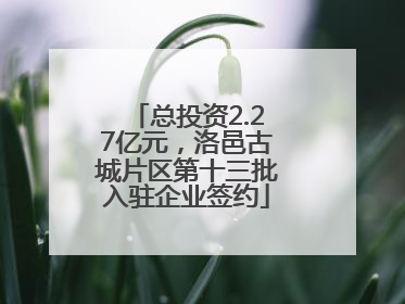 总投资2.27亿元，洛邑古城片区第十三批入驻企业签约