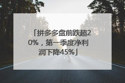 拼多多盘前跌超20%，第一季度净利润下降45%