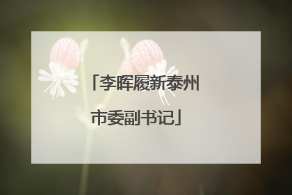 李晖履新泰州市委副书记