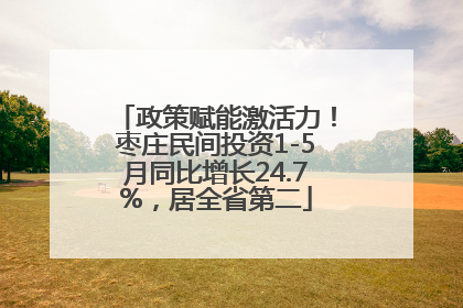 政策赋能激活力！枣庄民间投资1-5月同比增长24.7%，居全省第二