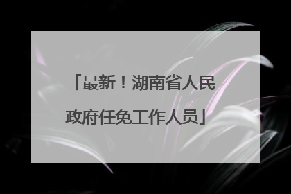 最新！湖南省人民政府任免工作人员