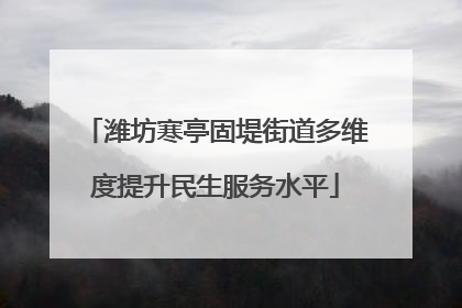 潍坊寒亭固堤街道多维度提升民生服务水平