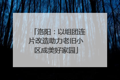 洛阳：以组团连片改造助力老旧小区成美好家园