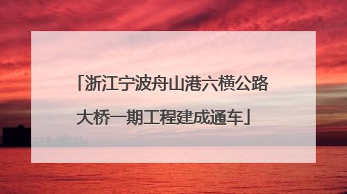 浙江宁波舟山港六横公路大桥一期工程建成通车