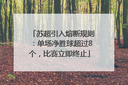 苏超引入熔断规则：单场净胜球超过8个，比赛立即终止