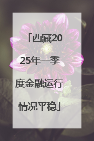 西藏2025年一季度金融运行情况平稳