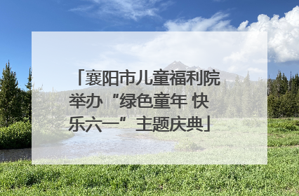 襄阳市儿童福利院举办“绿色童年 快乐六一”主题庆典