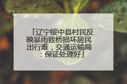 辽宁绥中县村民反映暴雨致桥损坏居民出行难，交通运输局：保证处理好