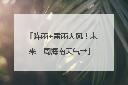 阵雨+雷雨大风！未来一周海南天气→